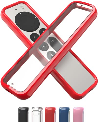 TotalMount Air Rim Slim Hybrid Case Cover for Apple TV Remote Control with Ultimate Drop Protection, Red Perimeter and Clear Back | Designed in the USA – Slim Remote Case With Ultimate Drop Protection (Not Bulky Like Other Cases)