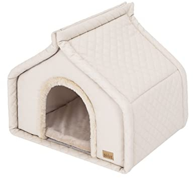 Hundehütte Katzenhütte Hundehöhle Katzenhöhle Hundehaus Katzenhaus Hütte Höhle Hundekissen Katzenkissen Haustierhütte Große R2-52 x 42 cm Beige