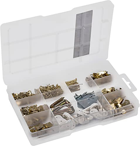 Connex Bilderhaken-Sortiment 242-teilig - Bildaufhänger & Haken im Set - Vorsortiert in praktischer Kunststoffbox - Universell einsetzbar / Aufhänger für Bilderrahmen / Sortimentskasten / DP8500114