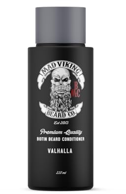 Mad Viking Valhalla Biotin Beard Conditioner – Restores, Moisturizes and Softens - Deep Conditioning and Reduced Frizz - Smooth Sandalwood & Vanilla Scent, Made in the USA - 8oz