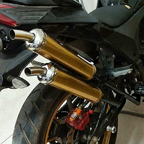 Auspuff Schalldämpfer, 20mm/0.8in Automotive Ersatz Auspuff Schalldämpfer, Auspuff Schalldämpfer Montage, Auspuff Schalldämpfer Modifizierte Teile für 2-Takt Motorrad(Gold)