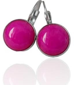 Ohrringe Jade Rosa, 12mm Rosa Edelstein Ohrhänger, Pink Stein Hängeohrringe, Lever-back Ohrringe, Jade Schmuck, Geschenkidee