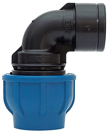 PP-Fitting 32mm 90° Winkel mit 1 Innengewinde - PE Rohr - 90 Grad mit IG Gewinde Zoll PE Verschraubung Klemmverbinder PN16, DVGW