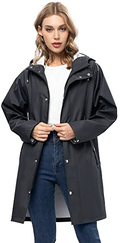UNIQUEBELLA Regenjacke Damen Wasserdicht Regenmantel Mit Kapuze Winddicht Wetterfest Übergangsjacke Atmungsaktiv Mantel Jacke Outdoor