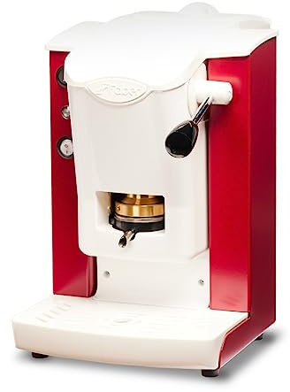 FABER COFFEE MACHINES | Plastkortmodell | ese 44 mm kapselmaskin | Bourgogne färg vit plast | Pressacialda i mässing