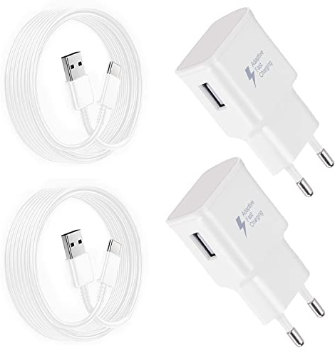 2er Pack USB Ladegerät Stecker mit USB C Ladekabel 1,5m Für Samsung Galaxy | Galaxy S21, S20, S10, S9, S8, A15, A16, A17, A35, A36, A37, A54, A55, A56, A57, A05s Netzteil Adapter USB C Schnellladegerät