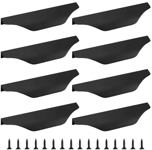 MOROBOR 8Pcs Mount Finger Edge Pull Handle 150mm Black Finger Pulls Aluminum Concealed Handle Furniture Drawer Handles for Home Kitchen Door Drawer Cabinet with Screws