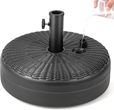 COSTWAY Base Ombrellone Rotonda Riempibile, Base per Ombrellone da Giardino da Riempire di Acqua/Sabbia, Pesi per Ombrelloni con Palo 38/48 MM da Giardino Terrazzo (Modello1 (15,5L))