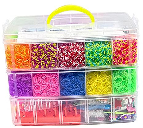 Dickly Kits de Pulseras con Bandas de Goma, Juego de Pulseras con Bandas de Goma, Colgantes de Cuentas Surtidas, Accesorios para Trenzado, Kits para Hacer PU, l