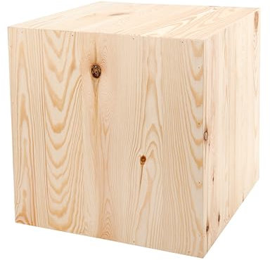 Support en Bois pour Objets Décoratifs, Colonne Décorative Rustique Vintage À Personnaliser, Socle Stable Et Durable, À Peindre Ou Vernir Selon Vos Envies, Bois Naturel, 40x40x40 Cm