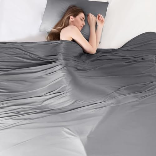 Elegear Lätt sommarfilt, kylfilt, Arc-Chill Q-Max 0,5, självkylande filt för bättre sömn, kylande filt av dubbelsidig bomull, som soffilt eller gosefilt, 200 x 220 cm, grå gradient