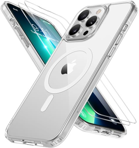 Miracase für iPhone 13 Pro Hülle mit Magsafe & 9H+ Panzerglas, Klar | [TOP Militärschutz & Magnetkraft] Stoßfest Kratzfest mit Samtiger Haptik Langlebig Handyhülle für iPhone 13 Pro 6,1