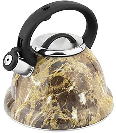 OQHAIR Bouilloire à thé sifflante Bouilloire à thé en Acier Inoxydable Bouilloire à Induction Théière à Eau en Pierre de marbre Bouilloire sifflante 3,0 L pour Le Camping randonnée (Coule