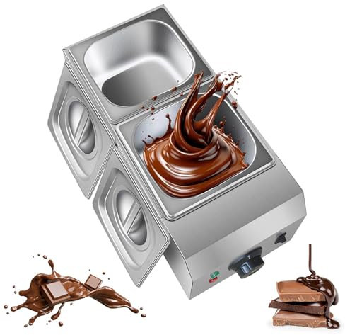guoyjmm Máquina De Templado De Chocolate Calentador De Chocolate Automático Eléctrico Calentador De Líquidos Acero Inoxidable 2 Tanques Casa Comercial 1000W,110V