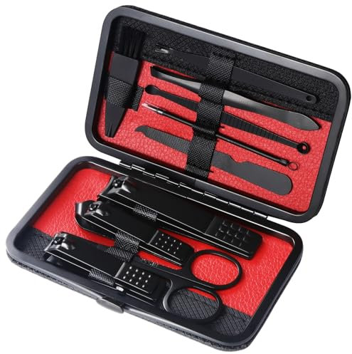 Coptiner 10 Teiliges Maniküre-Set,Professionelle Nagelpflege Nagelset,Nagelset mit Etui,Reise Nagelpflege Set,Edelstahl Nagelknipser Set für Zuhause,Maniküre Pediküre Set für Frauen & Männer