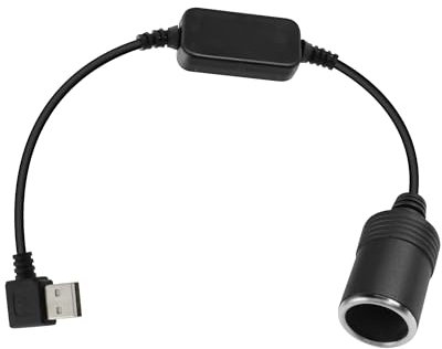 GELRHONR - Cable adaptador USB a encendedor de cigarrillos, conector USB a 5 V 90 grados a encendedor de coche de 12 V convertidor hembra para GPS, Dash cam, Electronic Dog (30 cm)