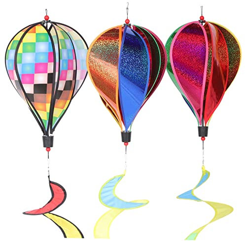 MERRYHAPY 3stücke Heißluftballon Windmühle Aus Hängende Garten Dekoration Party Dekoration Windrad Für Außenbereich Spiralballon-windmühlendekor Ballonanhänger Für Terrasse