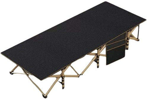 Reisebett Erwachsene Hergestellt Aus Einer Eisenlegierung Mit Seitentaschen Und Matratze Klappbett 190cm Lang Für Büro Gästezimmer, Tragbares Bett(Black)