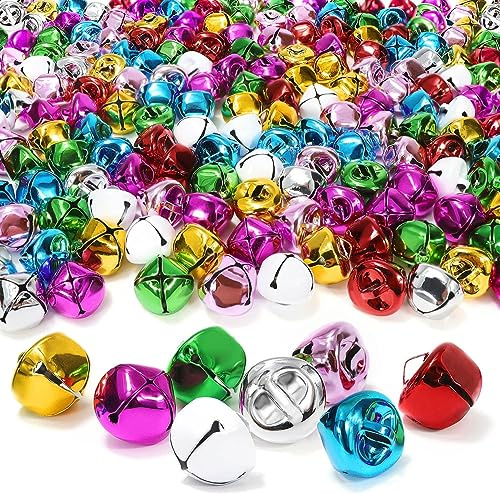 120 Piezas Cascabeles, Cascabeles Pequeños de Colores, Cascabeles Navidad, Cascabeles Minis 15 mm, Cascabeles Manualidades, DIY Creativos Decoración de Navidad (8 Colores)