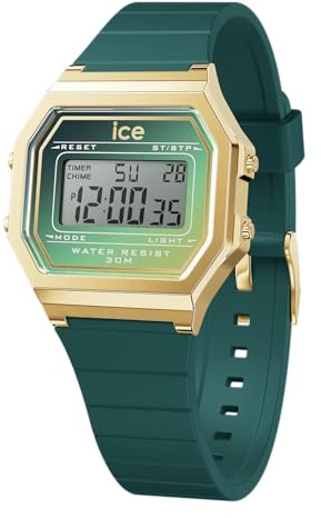 ICE-WATCH - Ice Digit Retro Verdigris Glow - Montre Verte pour Femme avec Bracelet en Silicone - 023307 (Small)