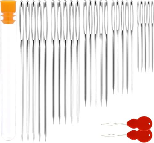 Nähnadeln Handnadeln mit großen Augen, Nähnadeln mit 25 Stück, Stopfnadeln mit großen Augen, Handnähnadeln, Nadeln mit großen Augen, Sticknadeln, große Nadeln, 2 Nadeleinfädler