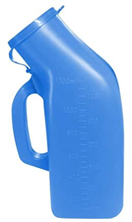 1 Pack-Urinflaschen Spill Proof 1200 ml männliche Urinal-Verschüttung von Urin Sammlung Container Plastik Pee-Halter für Krankenhaus, ältere Menschen, Reisen, Fahren, Camping (blau)