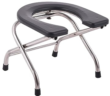 Ｚｉａｌｏｆｉ Sedile WC Pieghevole, Sedia Comoda, Portatile, Multifunzionale, Sgabello per WC Accovacciato, Sedia per Bagno, Anziani, Adulti, Altezza 30 cm