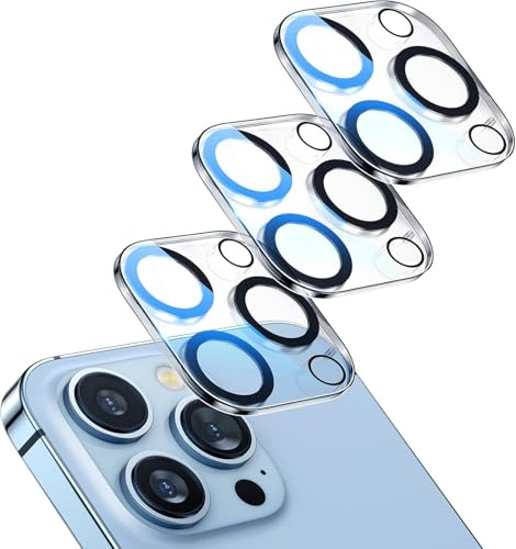 Giftorld Confezione da 3 pellicole protettive per obiettivo della fotocamera per iPhone 16 Pro/16 Pro Max, vetro temperato 9H, antigraffio, compatibile con custodie, cerchio notturno, trasparenza HD