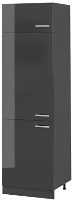 Vicco Kühlumbauschrank R-Line, Anthrazit Hochglanz, 60 cm | 3 Türen · ✓ Kühlschranknische · Höhenverstellbare Füße · 1 Einlegeboden · ✓ Frei kombinierbar