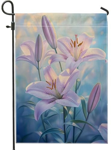 Drapeau de jardin lilas printemps été, bannière florale violette pour décoration d'intérieur, drapeau de cour double face, décoration extérieure de pelouse, 30,5 x 45,7 cm
