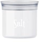 Guzzini - Barattolo ovale salvafreschezza con scritta 'Salt' (Bianco Latte)