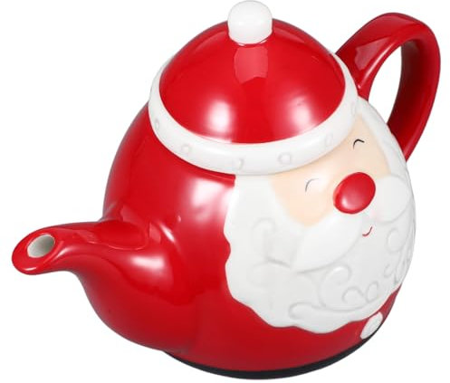 QUMIIRITY Teiera in Ceramica Natalizia Babbo Natale Piccolo Bollitore Da Tè Manico Ergonomico Set Da Tè Portatile Per Casa Ufficio Facile Da Pulire