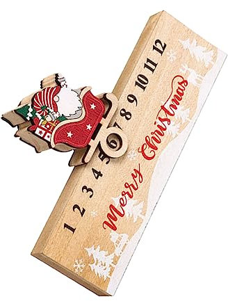 HOLIDYOYO Calendrier de L'avent en Bois Classique Compte à Rebours Noël Décoration Festive Fêtes de Fin D'année Ambiance Chaleureuse Ornement pour Maison Calendrier de Noël pour Adultes