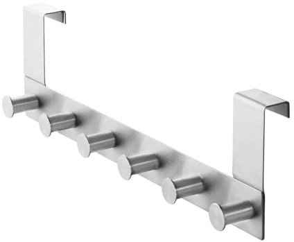 SOTOOLS Türgarderobe CLOTHORACK MF, 380 x 110 mm, Edelstahl, gebürstet | 6 Haken, für Türen mit Falz, platzsparend, stabil und einfach einhängbar.