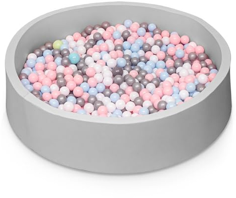 UBRAVOO Baby Ball Pit, Round Baby Soft Foam Ball Pit for Toddlers, Indoor Outdoor Small Kids Ball Pool, Balls Not Included - Dimensions 90x30cm (Grey)