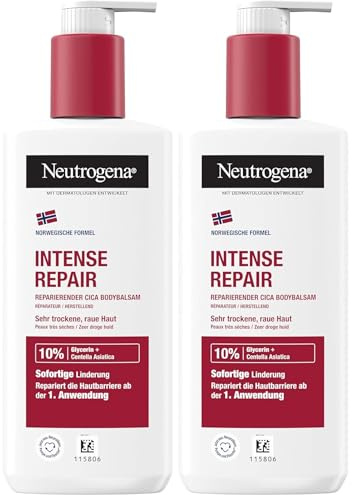 Neutrogena Intense Repair Reparierender CICA Bodybalsam, feuchtigkeitsspendende Bodylotion mit Glycerin & Centella Asiatica, nicht fettende Körperlotion für raue, sehr trockene Haut (250 ml)