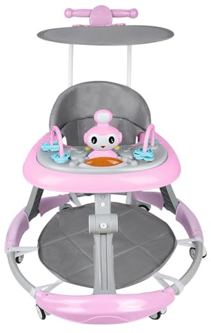 Lauflernhilfe für Babys, Jungen, Mädchen, mitwachsend, 5-in-1, Lauflernhilfe für Babys, faltbar, Räder mit Fallschutz, 5 Geschwindigkeitsstufen, Musik, Rosa