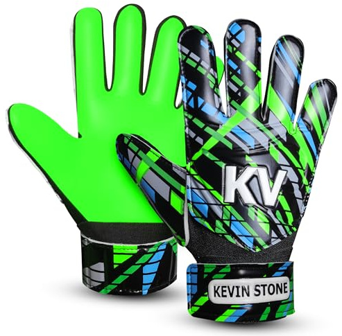 Kavin Stone Football Goalkeeper Gloves For Boys, Kids Children Youth Soccer Goalie Gloves with 4mm Latex Finger Spine Protection Super Grip Palm Goalkeeping Gloves