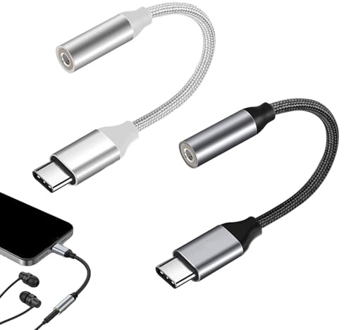 2 Pcs Adaptateur USB C Jack 3.5MM,Adaptateur Jack USB C Compatible avec iiPhone 16e/16/16 Pro Max/16 Plus/15/15 Pro Max/15 Plus, iPad Pro,Samsung,Xiaomi,Huawei P50 P40/Mate 30