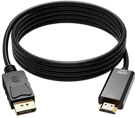 1,8 m 4K DisplayPort till HDMI, höghastighets Displayport-kabel, 10,2 Gbps, 4 K @ 30 Hz, 2 K @ 30 Hz, flätad nylonupplösning, upp till 4K vid 30 Hz, kompatibel med 3D, spel, dator, HDTV