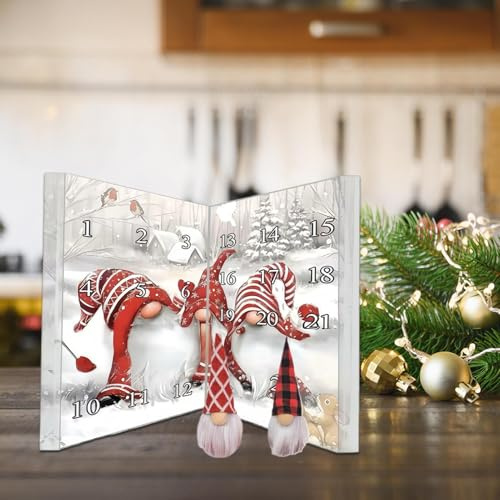 Calendrier de l'Avent | Décorations De Noël Pour La Décoration Intérieure,Calendrier De Compte À Rebours De 24 Jours Avec Figurines De Nains Ornements Pour Décorer Cheminée, Table,