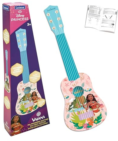Lexibook, Vaiana, Meine erste Gitarre, pink/blau, K200VNLXB | 53cm (21), 6 Nylonsaiten, Lernanleitung inklusive, pink/blau