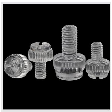 Lot de 10/20 vis moletées à tête fendue en plastique blanc/noir, M3/M4/M5/M6/M8, en acrylique transparent, nylon PA66, sans outil(Clear,10pcs M6x5)