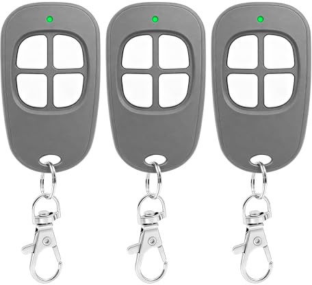 AAM0049 - Set di 3 telecomandi per cancello da garage a 4 canali, 433,92 MHz, compatibile con SCS motorizzazione cancello e porta del garage (grigio)