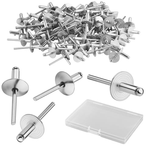 120 Pieces 4.8x20 mm Pop Rivets - Rivets for Metal, Aluminium Pop Rivets with Large Flange, Rivet Nut Tool for Woodworking Furniture Sheet Metal Automotive Mechanical Equipment Industry (Sliver)