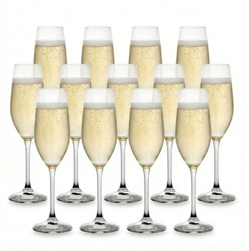 COSE DA CASA Calici Champagne Flute prosecco 24cl 12 Bicchieri fluite liquori Professionali per Bollicine Vetro Star Glass Trasparente Made in Italy