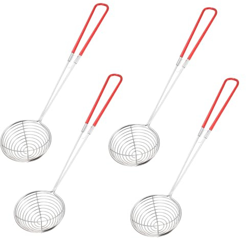 ANBEEISS 4 Pièces Passoire Araignée en Acier Inoxydable | Pour Fondue, Plats Chauds et Légumes, Écumoire de Cuisine, Cuillère Chinoise à Fondue, Tamis Fin