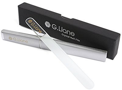 Crystal Glass Nail File - G.Liane Professional Double Sided Etched Glass Nail Files with Case for Shaping The Natural Nails and Artificial Nails Manicure Pedicure Nail Care Gift Set (Clear Round)