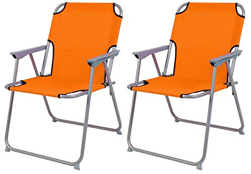 Mojawo 2 Stück Campingstuhl Faltstuhl Stoff Oxfort Orange Klappstuhl Anglerstuhl Regiestuhl Angelstuhl Metall B 53 x T 46 x H 74 cm
