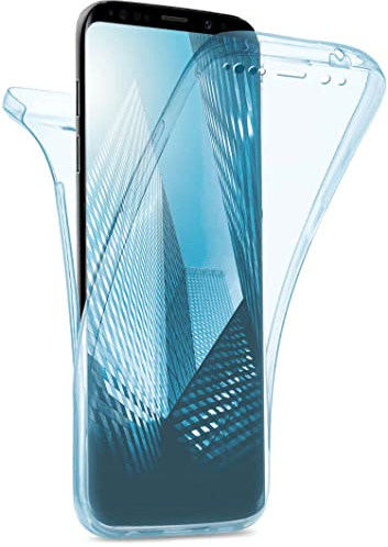 moex Double Case für Samsung Galaxy S9 Plus Hülle Silikon Transparent, 360 Grad Full Body Rundum-Schutz, Komplett Schutzhülle beidseitig, Handyhülle vorne und hinten - Türkis